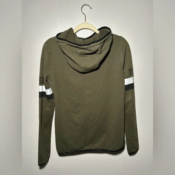 PINK Victoria's Secret Olive Green Zip-Up Hoodie - Picture 3 of 6